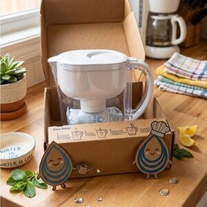 NIB Brita Metro 6-Cup Water Pitcher + Filter | White & Chrome | SmartLight Tech